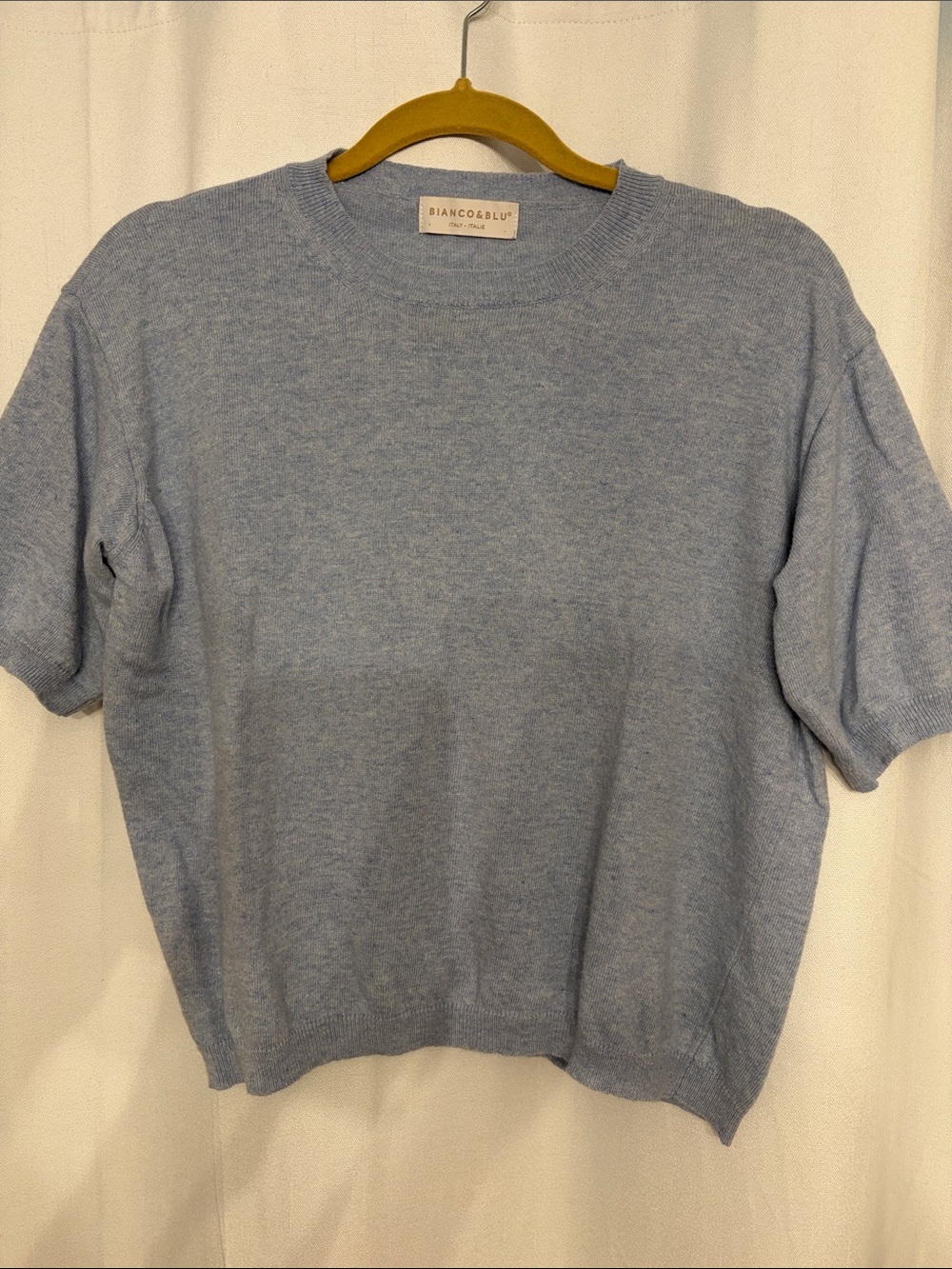 Light Blue Crewneck Short Sleeve Sweater